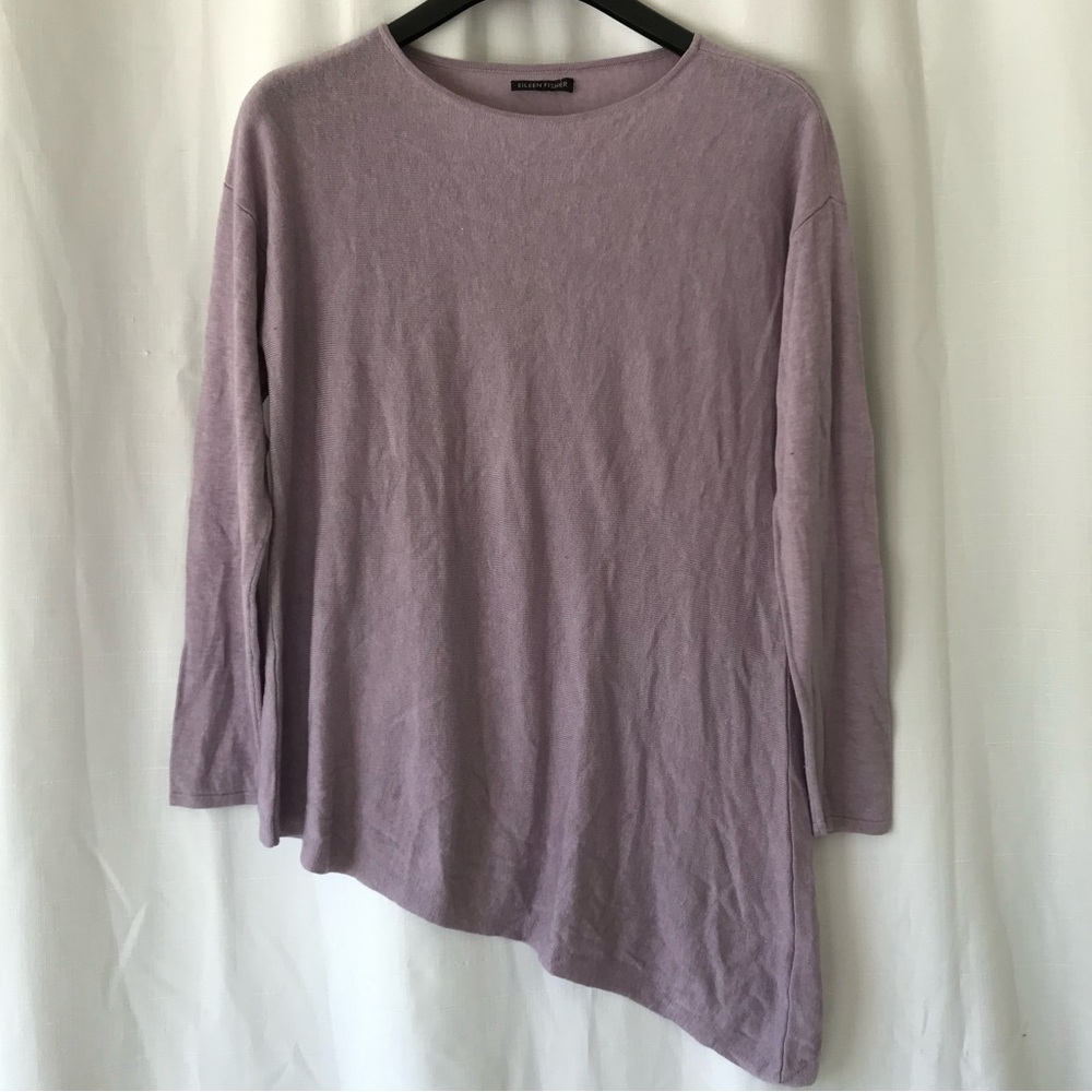 Eileen Fisher small Purple Tencel Merino Wool Asymmetrical Sweater